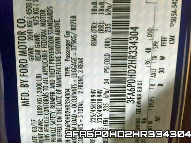3FA6P0HD2HR334304 фото 2