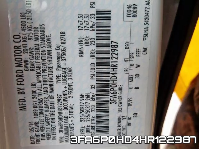 3FA6P0HD4HR122987 фото 2