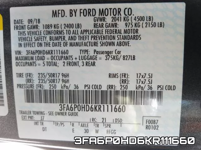 3FA6P0HD6KR111660 фото 2