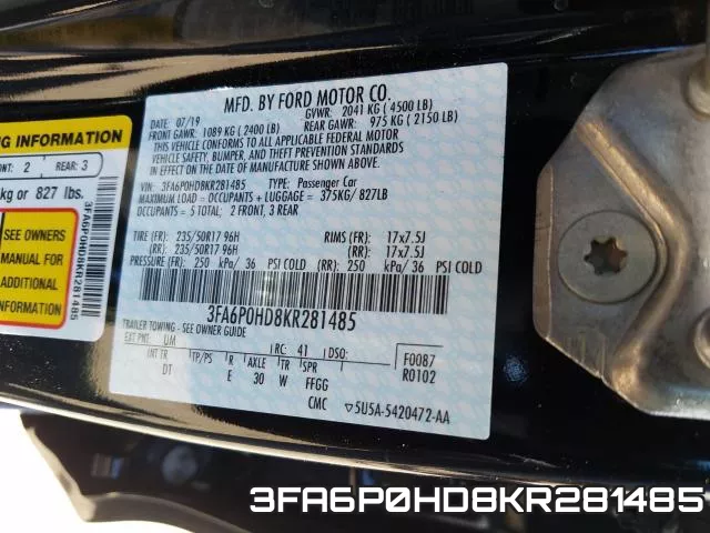 3FA6P0HD8KR281485 фото 2