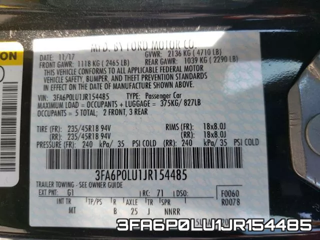 3FA6P0LU1JR154485 фото 2