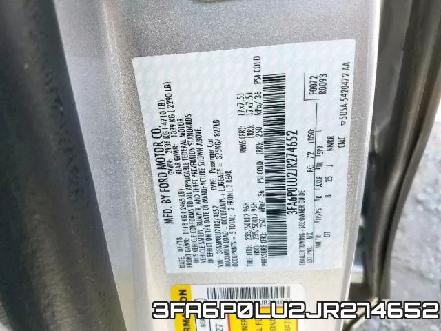 3FA6P0LU2JR274652 фото 2