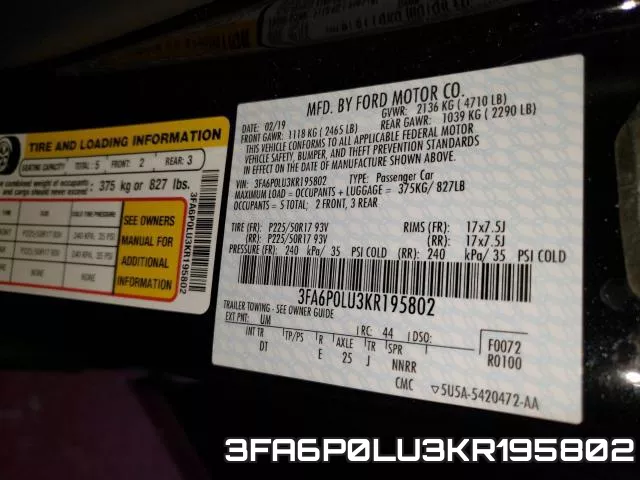 3FA6P0LU3KR195802 фото 2