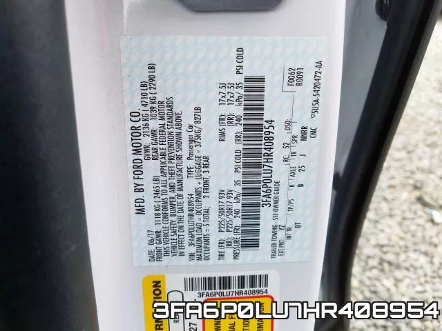 3FA6P0LU7HR408954 фото 2