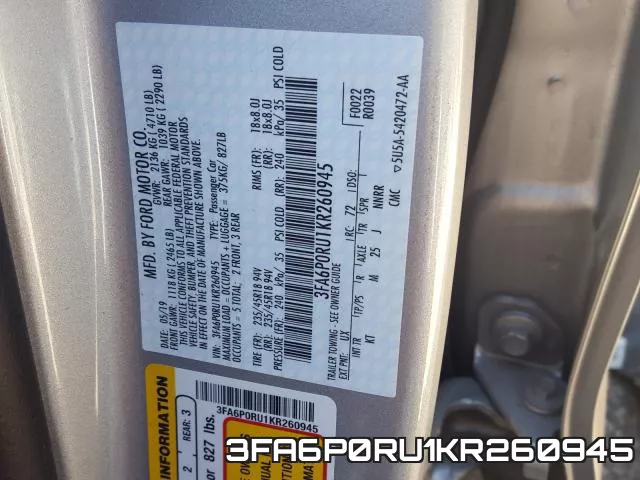 3FA6P0RU1KR260945 фото 2