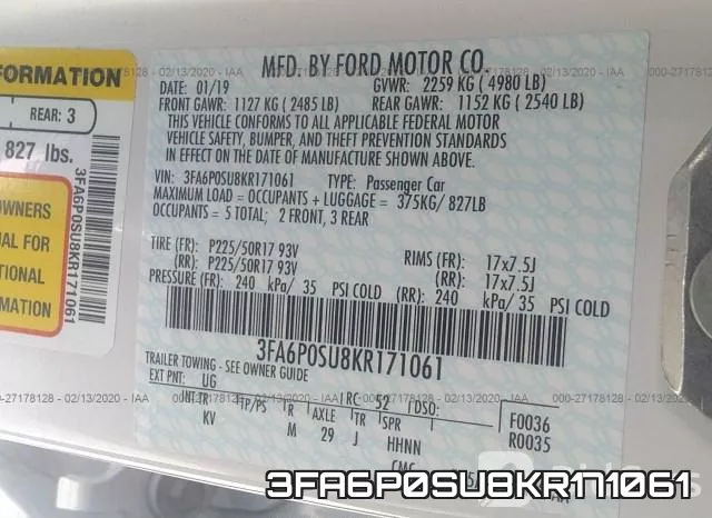 3FA6P0SU8KR171061 фото 10