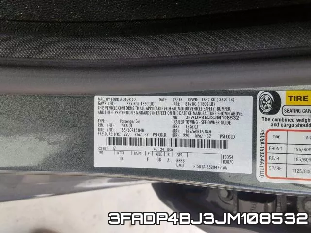 3FADP4BJ3JM108532 фото 2