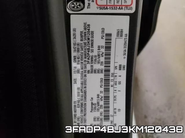 3FADP4BJ3KM120438 фото 2
