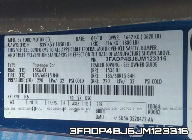 3FADP4BJ6JM123316 фото 10