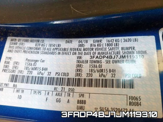 3FADP4BJ7JM119310 фото 2