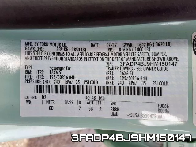 3FADP4BJ9HM150147 фото 2
