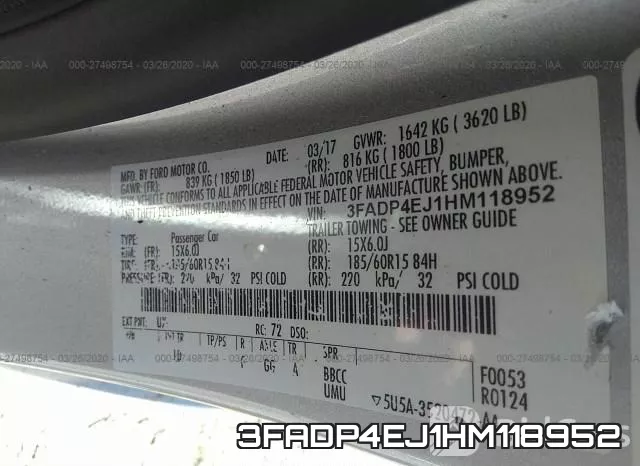 3FADP4EJ1HM118952 фото 10