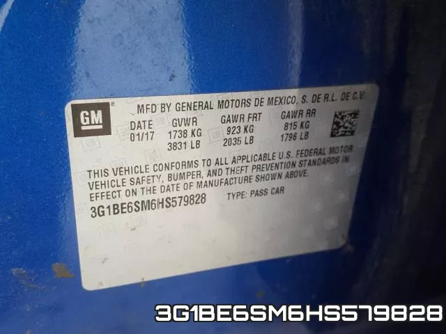 3G1BE6SM6HS579828 фото 2