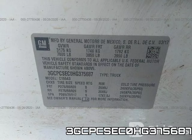 3GCPCSEC0HG375687 фото 10