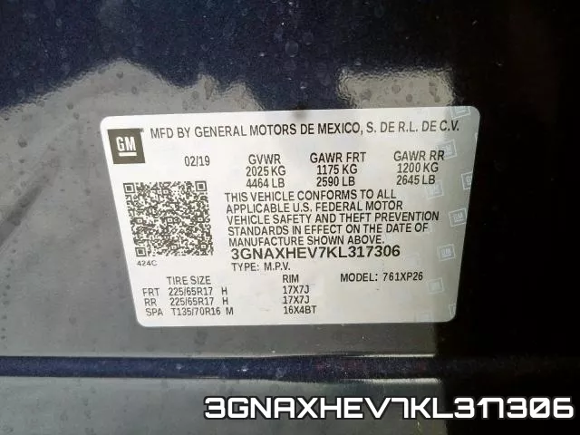 3GNAXHEV7KL317306 фото 2