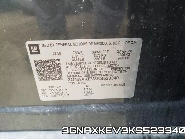 3GNAXKEV3KS523340 фото 2