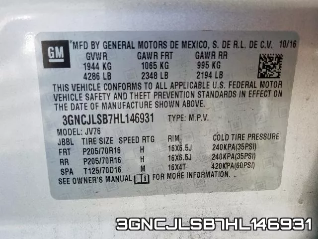 3GNCJLSB7HL146931 фото 2