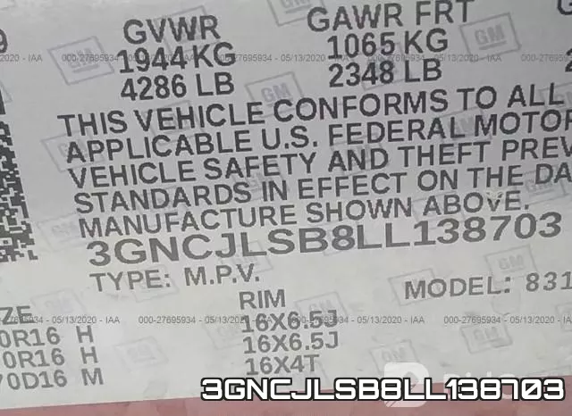 3GNCJLSB8LL138703 фото 10