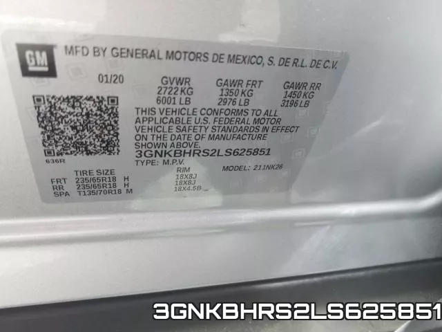 3GNKBHRS2LS625851 фото 2