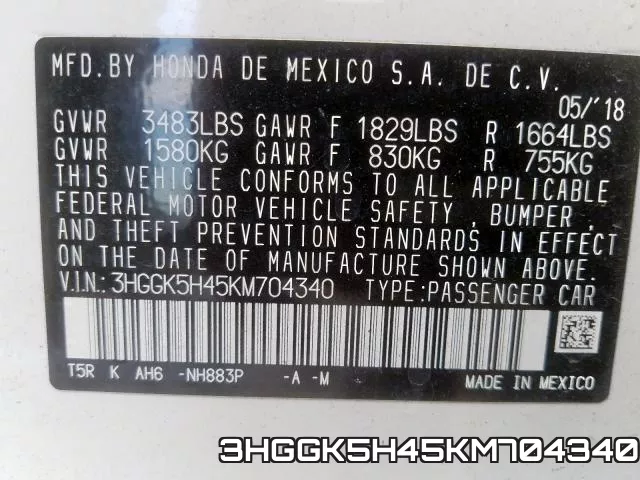 3HGGK5H45KM704340 фото 2