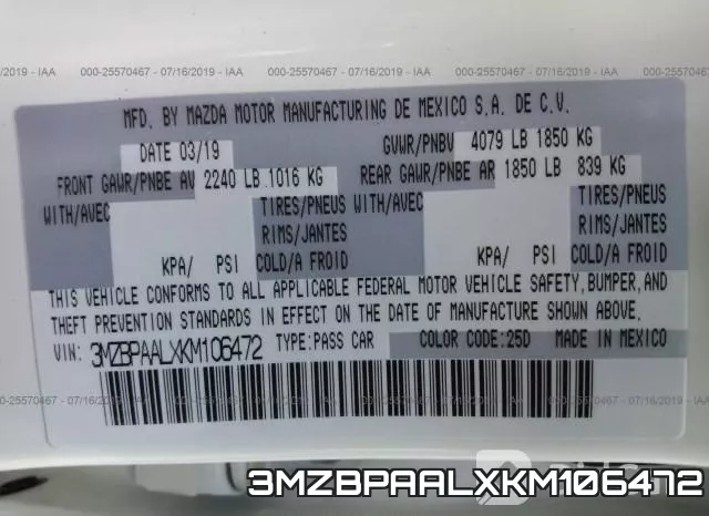 3MZBPAALXKM106472 фото 10