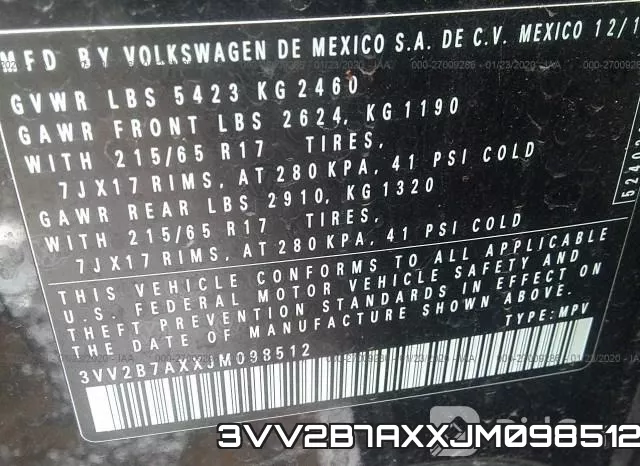 3VV2B7AXXJM098512 фото 10