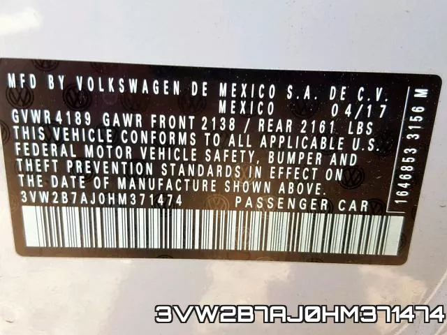 3VW2B7AJ0HM371474 фото 2