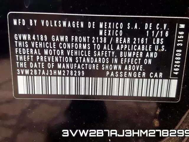 3VW2B7AJ3HM278299 фото 2