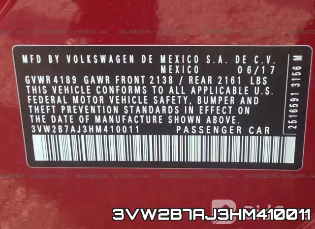 3VW2B7AJ3HM410011 фото 10