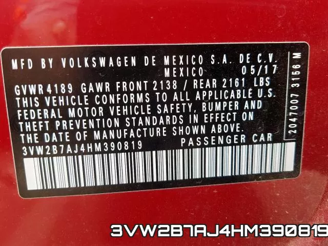 3VW2B7AJ4HM390819 фото 2