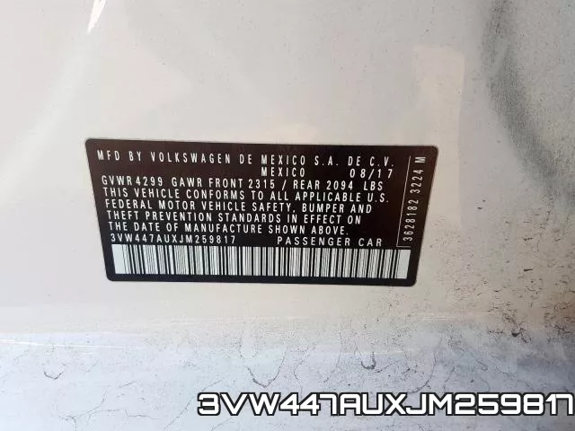 3VW447AUXJM259817 фото 2