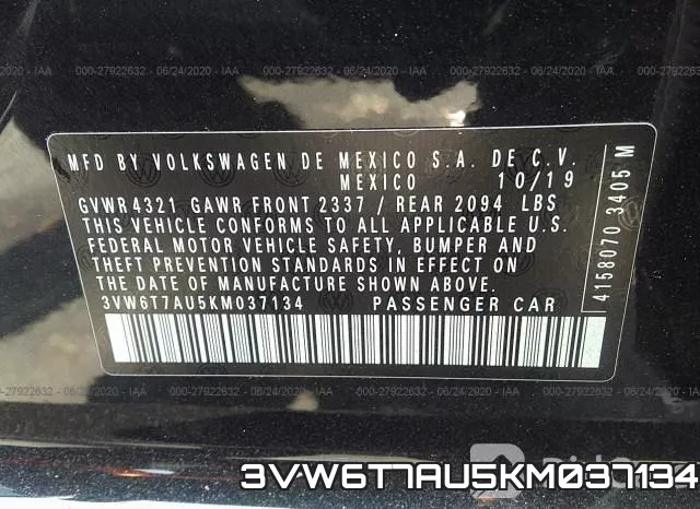 3VW6T7AU5KM037134 фото 10