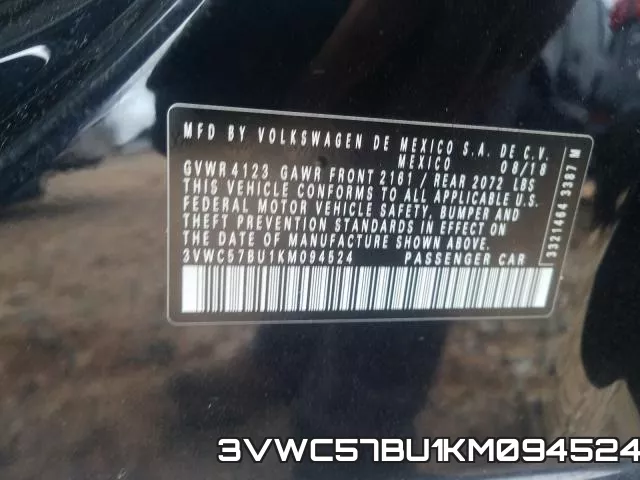 3VWC57BU1KM094524 фото 2