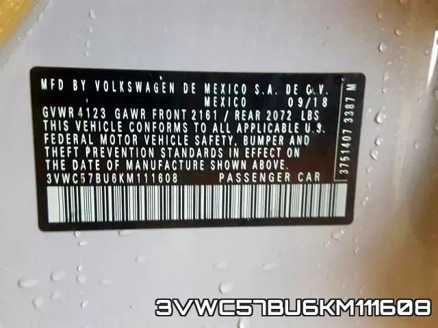 3VWC57BU6KM111608 фото 2
