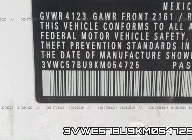 3VWC57BU9KM054725 фото 10