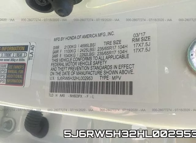 5J6RW5H32HL002953 фото 10