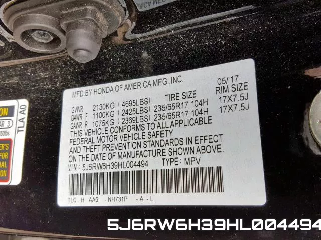 5J6RW6H39HL004494 фото 2