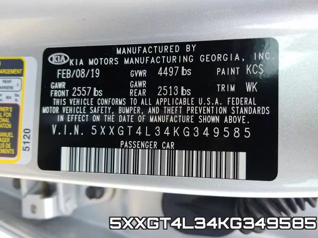 5XXGT4L34KG349585 фото 2