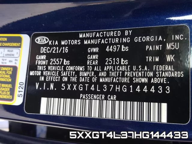 5XXGT4L37HG144433 фото 2