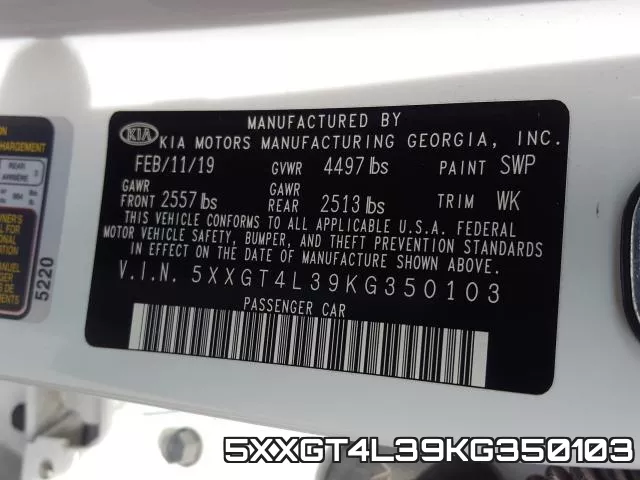 5XXGT4L39KG350103 фото 2