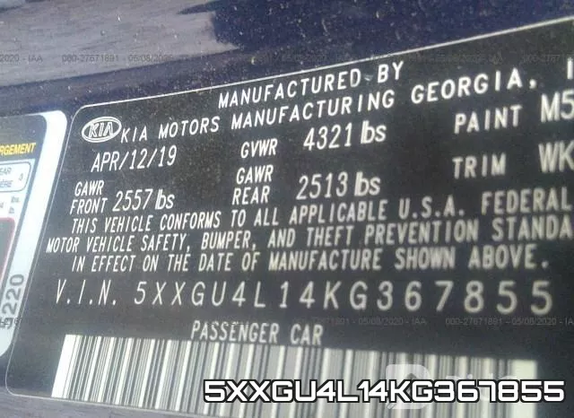 5XXGU4L14KG367855 фото 10