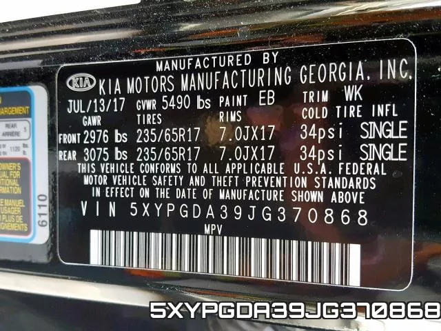 5XYPGDA39JG370868 фото 2