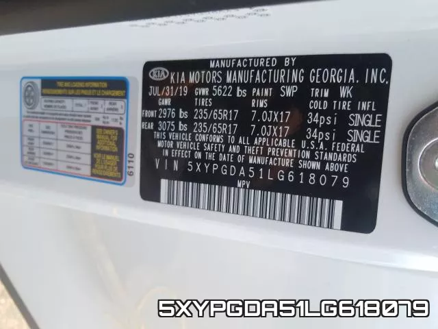 5XYPGDA51LG618079 фото 2