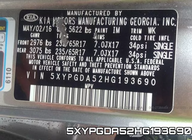 5XYPGDA52HG193690 фото 10