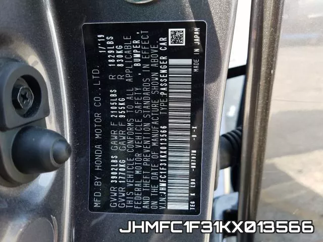 JHMFC1F31KX013566 фото 2