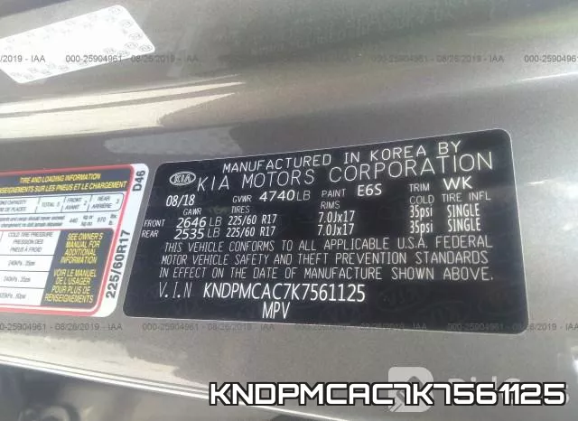 KNDPMCAC7K7561125 фото 10