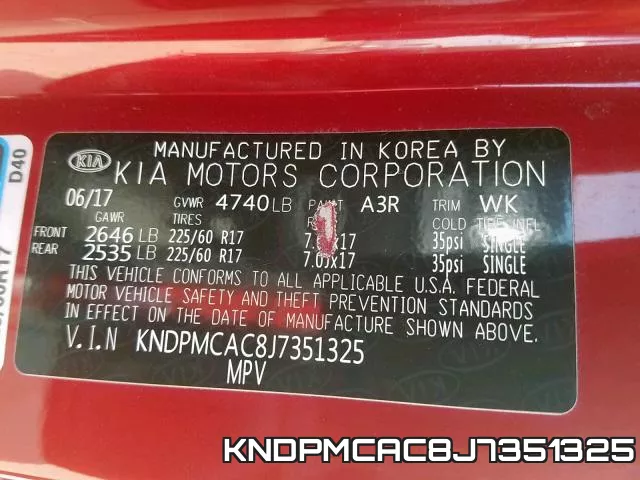 KNDPMCAC8J7351325 фото 2