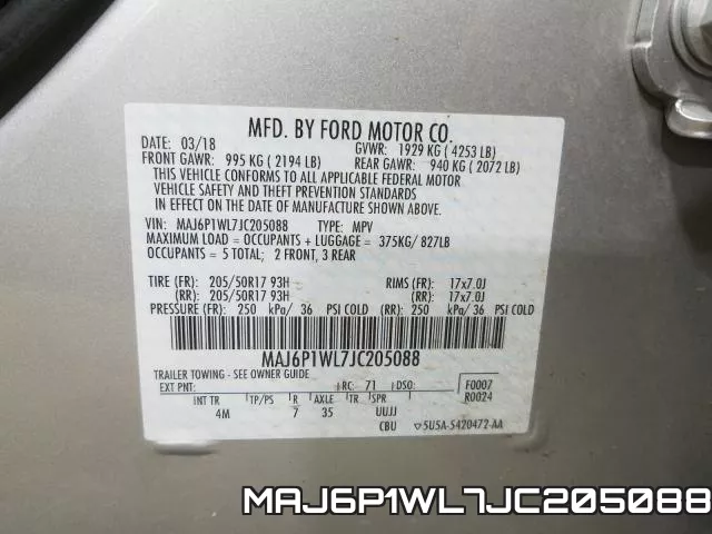 MAJ6P1WL7JC205088 фото 2