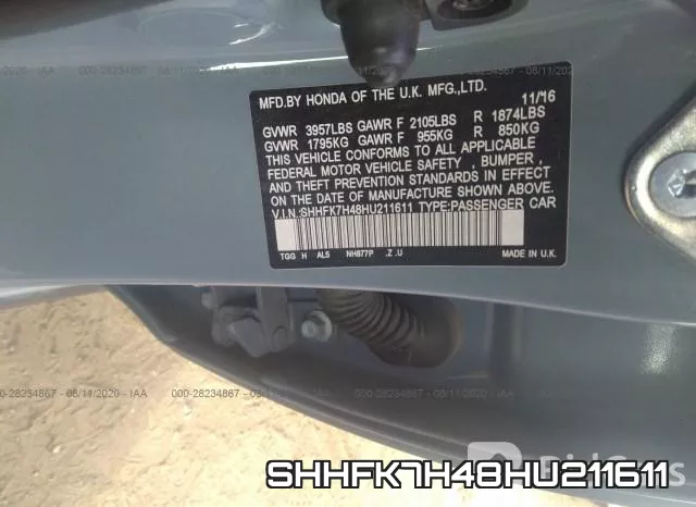 SHHFK7H48HU211611 фото 10