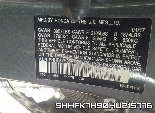 SHHFK7H90HU215776 фото 10